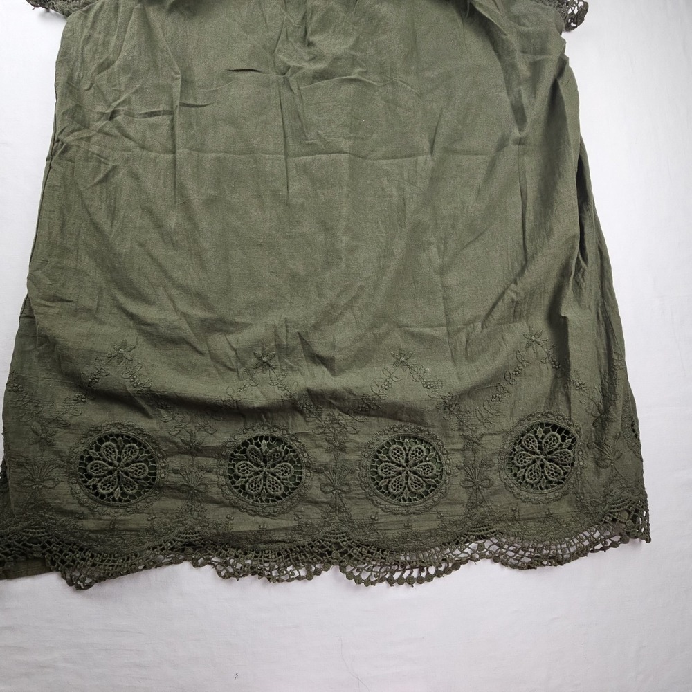 Just Found Women's Size 2X Shift Dress Olive Green Peasant Embroidered  Boho - Picture 4 of 11